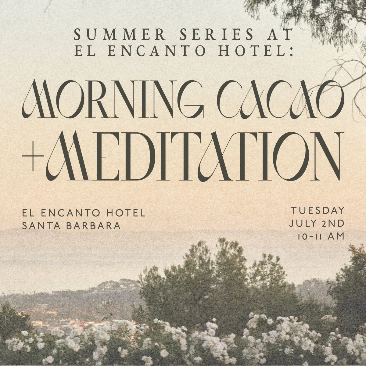 El Encanto Summer Series: Morning Cacao Meditation with PALMA Founder Meredith Markworth-Pollack Tuesday July 2nd