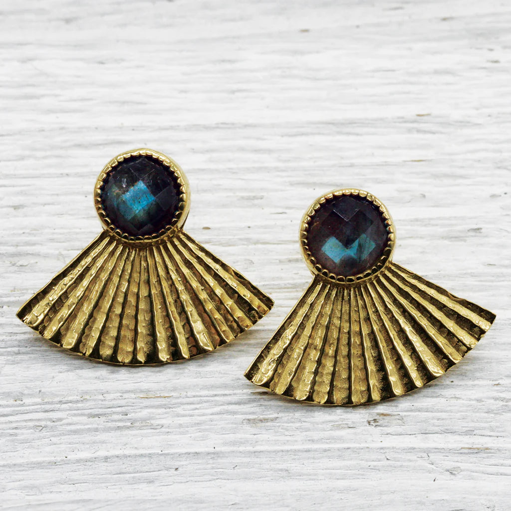 Sunbeam Stud - Faceted Labradorite